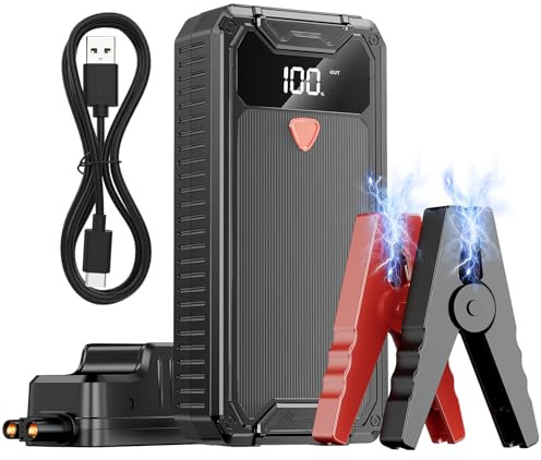 Avviatore Batteria Auto, 4000A 26800mAh Emergenza per Auto Booster Avviamento Auto/Moto(Fino a 10L Benzina e 8L Diesel) Jump Start Con LED Con Display USB Torcia a Jump Starter Power Bank Jump Box