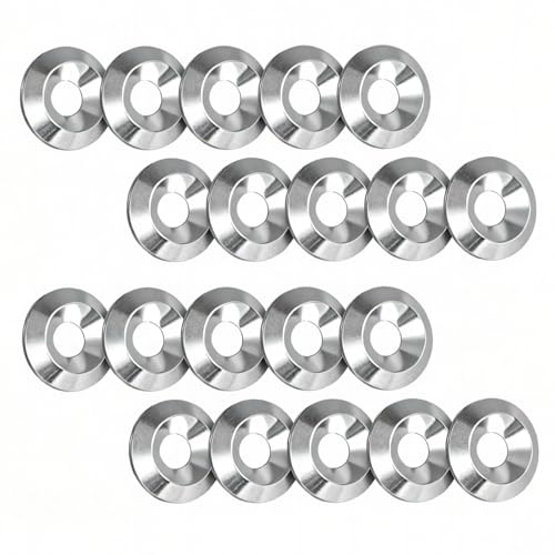 Loebrismis M6 Finish Countersunk Washer 16mm Dia Stainless Steel Washers | 20Pcs 304 Stainless Steel Solid Cup Washers for Screw Bolt, Countersunk Finishing Washers, Flat Screw Head Gasket