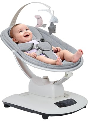 Danonlly Elektrische Baby-Schaukel mit Präzisionsschwingung – 5 Bewegungsprofile, Adaptiver Neigungswinkel & Autotimer bis 18 kg | Inkl. Montessori-Spielbogen und Fernbedienung