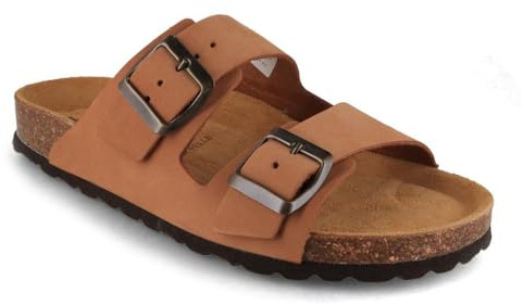 Tuffeln Leder-Sandalen Föhr mit weichem Korkfußbett Zweischnaller Pantoletten, Gr. 36-46