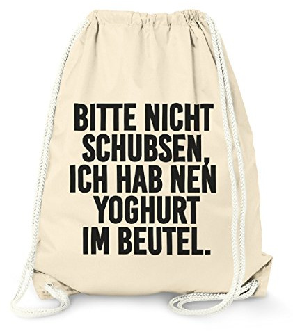 MoonWorks Turnbeutel, Bitte nicht schubsen ich hab nen Joghurt im Beutel, Gymbag Baumwolle Natur unisize