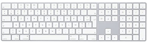 Apple Magic Keyboard avec pavé numérique : Bluetooth, rechargeable. Compatible avec Mac, iPad et iPhone ; Français, argent