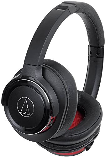 Audio-Technica ATH-WS660BTBRD Casque supra-auriculaire Bluetooth sans fil avec microphone et contrôle intégrés, noir/rouge