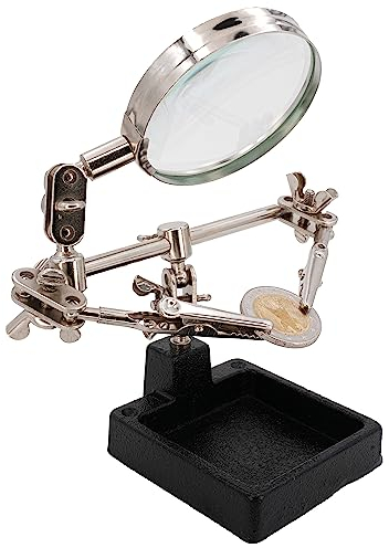 BIGtec terza mano con lente d'ingrandimento aiuto mano meccanica fine aiuto saldatura saldatura saldatura strumento di saldatura con morsetti intercambiabili morsetti a coccodrillo