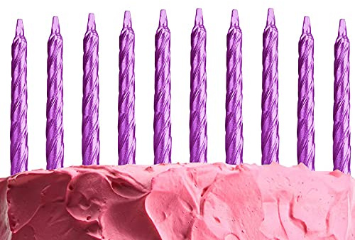 10pcs Spiral Purple Candles for Birthday Anniversary Party Cake Topper Decorations