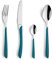 Service de couverts à prisme Kuppels en acier inoxydable poli, couverts 24 pièces, pour 6 personnes, manches en plastique de haute qualité à l'essence, inoxydable, lavable au lave-vaisselle