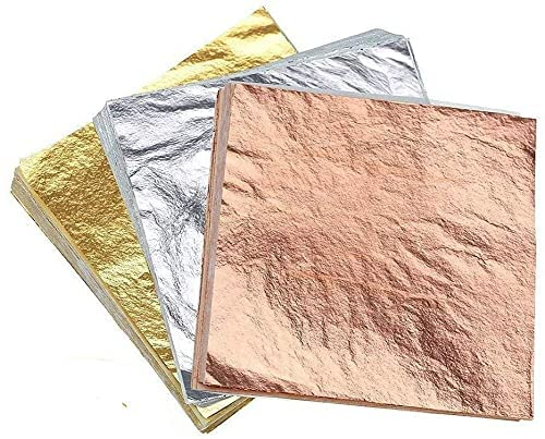 LATERN 300 Hojas Imitación Pan De Oro, Pan De Oro Rosa, Pan De Plata para Proyecto Artístico, Artesanía Dorada, Decoración De Muebles, Arte De Uñas (14x14 Cm)