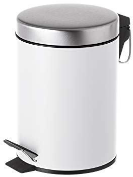 LOLAhome Papelera de Baño con Pedal de 3L - Cubo de Basura para Baño con Tapa, Pedal Cierre Silencioso y Recipiente Interior Extraíble (Gris y Metal)
