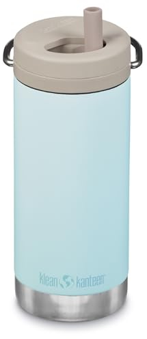 Klean Kanteen TKWide Bouteille d'eau isotherme avec bouchon à visser – Bouteille d'eau de voyage réutilisable avec paille en acier inoxydable – Parfaite pour le sport et le bureau – Teinte bleue, 355