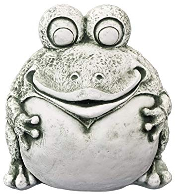 gartendekoparadies.de Lustiger Frosch, Steinfigur, H. 25 cm, 12 kg, Grau, frostsicher aus Steinguss für Außenbereich