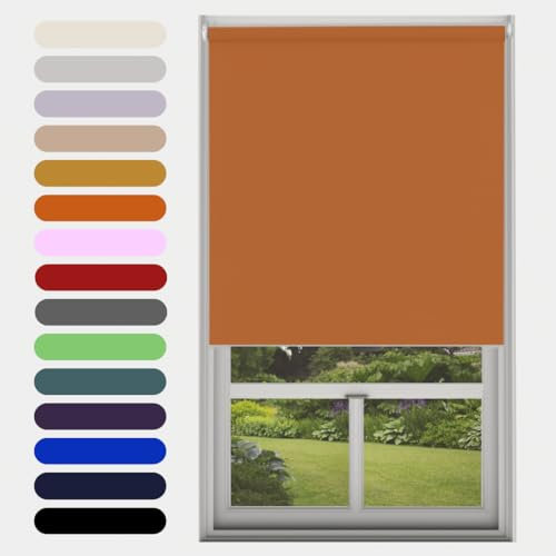 Caecus Burnt Orange Blackout Roller Blinds Made To Measure Window Blinds Easy Fit Child Safe Thermal Properties Home Office Fitting Included Up To 60cm Width x Up To 160cm Drop