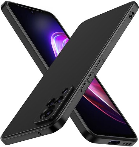 ivoler Noir Mat Coque pour Vivo V21 5G avec Protection Caméra, Ultra Mince Étui de Protection en Silicone Antichoc, Souple TPU Anti-Rayures Bumper Housse