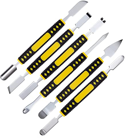 Ensemble de 6 pièces de Pied de Biche en Métal Outils de Démontage de Téléphone Portable à Double Extrémité Kit d'outils de Levier D'ouverture pour Réparation électronique