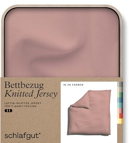 schlafgut Knitted Jersey Bettwäsche 240x220cm Bettdecke Bezug einzeln, Purple Mid Uni, weich und faltenfrei mit Elasthan