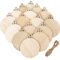 10 Pieces Christmas Wooden Baubles Round Wood Slices Wood Disc Natural Wood Slices Holiday Hanging Ornaments Baubles for DIY Crafts Christmas Tree Decoration, Round Baubles