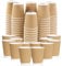 CHEF ROYALE 100 x 8oz Disposable Coffee Cups - Takeaway Paper Cups for Hot & Cold Drinks - Kraft Triple Walled Disposable Paper Ripple Cups - Reusable Takeaway Coffee Cups - Tea Cups