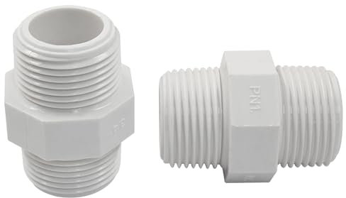 Murtenze Conector de tubería de PVC, rosca hexagonal G3/4 macho – Paquete de 2 – Conector versátil para tanque de agua
