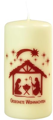 Uljö Kerze Krippe Gesegnete Weihnachten 12cm, Weihnachtsmotiv, Unparfümiert
