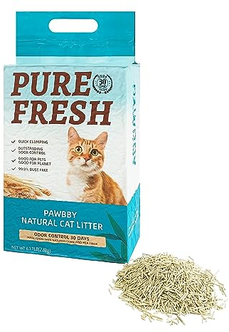 PAWBBY Katzenstreu aus Natürlichen Pflanzen, Verhindert Ammoniakgas/Kein Geruch, Hervorragende Klumpenbildungsfähigkeit, 0% Ton, 0% Formaldehyd, 99% Staubfrei,Gut für Mehrere Katzen, 5,49 l/2,8 kg