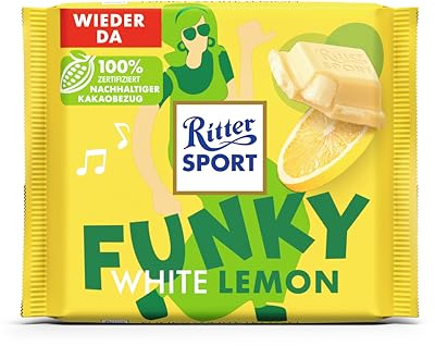 Ritter Sport White Lemon, Weiße Schokolade mit zartem Zitronen-Geschmack, Schokoladen-Klassiker zum Genießen, Geschenkidee, 100g Tafel