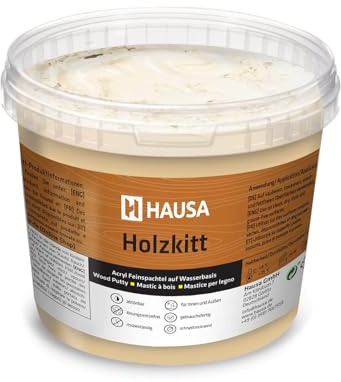 HAUSA Holzkitt 1 kg Birke Holzspachtelmasse, Kitt für Holz, Holzspachtel/Füllmasse zum Reparieren von Holzschäden gebrauchsfertig ausgezeichnete Füllkraft schnelltrocknend rissbeständig