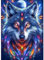 KEYIFA Loup 5D Diamond Painting Complet Kit, Cristal Art Toile Kit Peinture, DIY Diamond Painting Adultes, Accessoires Diamant Painting pour Murale Décoration 30x40cm