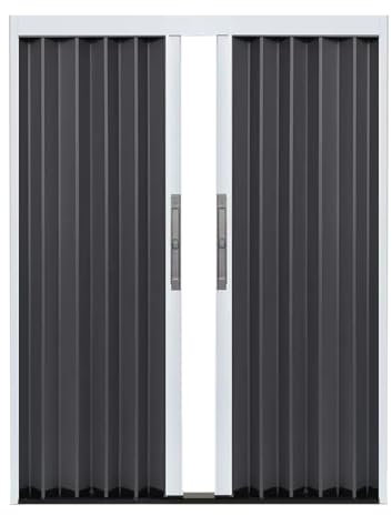 Porte coulissante accordéon pour porte et salon, cadre de porte blanc avec panneau en aluminium gris, grandes options de largeur de 61 à 152,4 cm, 182,9 x 203,2 cm de hauteur, design moderne et