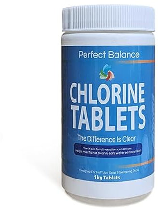 HTS 50 X 20G Multifunctional Chlorine Tablets Perfect Balance 1KG for Hot Tubs, Inflatable Spas & Swimming Pools | Sanitiser, Algaecide, Clarifier, Stabiliser