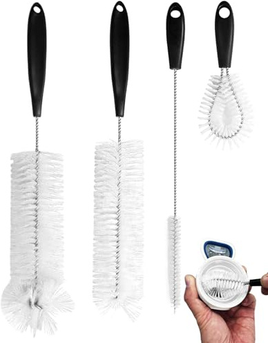 FunnAura 4 Pcs Bottle Brushes for Cleaning Set with Long Handled Water Bottle Straw Washer Brush