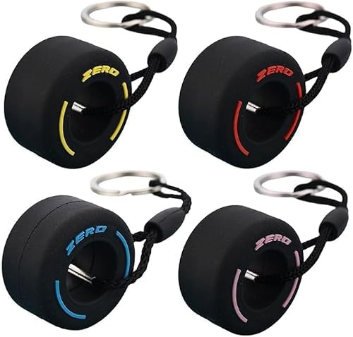 4-Pack F1 Racing Style Porte-clés - Accessoire porte-clés à thème pneu de voiture, cadeau unisex idéal pour les passionnés de sport automobile (multi-couleur)