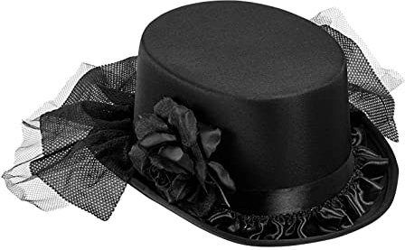 Eleganter schwarzer Damen Zylinder-Hut mit Tüll Gr. 58 Halloween Geist