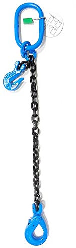 ELLERchain G100 1-strang Anschlagkette 10mm / 1m - Ultra-starke Kette mit Aufhängering, Verbindungsglied, Gabelkopfhaken und Verkürzungshaken - Güteklasse 10, nach EN 812-2