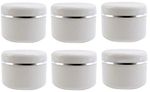 6PCS White Plastic Jar with Dome Lid 8 Oz (250g) Portable Refillable Cosmetic Makeup Face Cream Lotion Jar Lip Balm Lotion Storage Container Bottle Pot Case