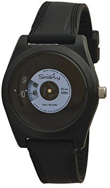 Smarty Vinyl Unisex-Armbanduhr aus Silikon in Schwarz und Hellblau SW045C03