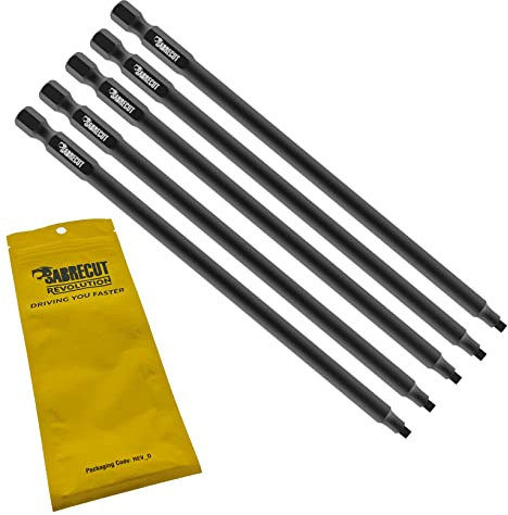 5 x SabreCut SC177SQ2_5 177mm SQ2 Compatible with Makita DFR750 DFR750RME BFR750 6844 Autofeed Collated Drywall Screwdriver Gun Bit Single Ended Square Heavy Duty