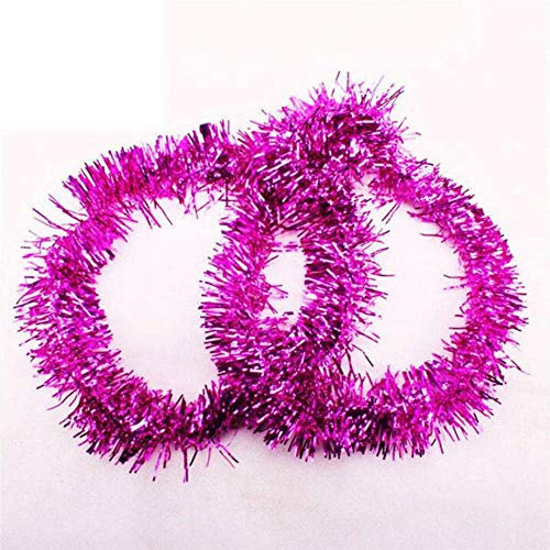 LLAAIT 2 Meter Weihnachtsbaum Party Lametta Rose Rosa Grün Silber Gold Rot Blau Dekorationen, Rose Rot