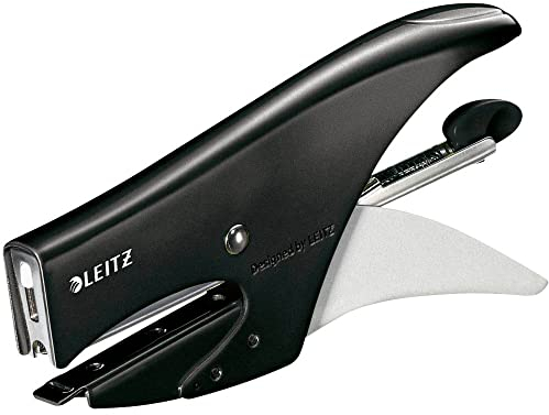Leitz Cucitrice a Pinza, Capacità fino a 15 Fogli, Design Ergonomico in Metallo, Include Punti, Gamma WOW, 55312095, Nero