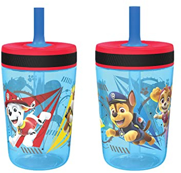 Zak Designs Kelso Tumbler 15 oz Set (Paw Patrol - Chase & Marshall 2pc Set) Toddlers Cups Leak-Proof Screw-On Lid with Straw Made of Durable Plastic and Silicone, Perfect Cup for Kids