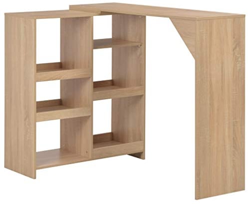 Tidyard Tavolo da Bar Design Moderno con Scaffale in Truciolato,Isola Cucina Moderna,Tavolo da Bar Angolare,Angolo Bar per Casa,Tavolo da Cucina Moderno,Tavolo Alto,Tavolo con Scaffale 138x40x120 cm