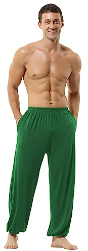 HOEREV Uomo Donna Super Soft Yoga Pantaloni Taiji Lounge Pant, Verde, XXXL