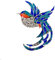 Broche Oiseau du paradis en émail bleu cristal plaqué argent 4,5 x 3 cm