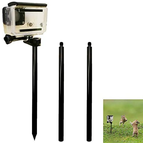 Ground Spike Stick Mount for Trail Camera Stake Mount | Adjustable Tilt 1/4-20 Ball Head | Fits Scouting Hunt Cameras and Gopro Action Cam Cameras
