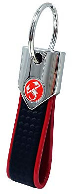 Abarth 21770 Offizieller Schlüsselbund, Rot und Kohlefaser, roter Skorpion
