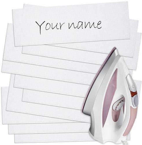 Outus 300 x Iron-on Name Badges for Clothes 2 x 0.6 Pre-Cut Personalised Write On Washable Personalised Back to School Uniform Camping Nursing Home