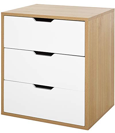 HOMCOM Mobile Cassettiera Portaducomento Ufficio con 3 Cassetti, Arredamento moderno per Casa e Studio, Bianco