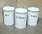 Enamel Tea Coffee Sugar Canisters Air Tight Lid Kitchen Storage Jars Pots Round Tin White,Cream,Grey,Copper (White)