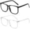 SHEEN KELLY TR90 Vintage Oversized Blue Light Blocking Glasses For Women Men Mid Big Face Square Frame Glasses Black Clear Lens