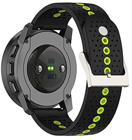 Chofit Armbänder kompatibel mit Suunto 9 Peak Strap, weiches Silikon-Sport-Ersatzarmband 22 mm Band mit bunten Löchern, Uhrenzubehör für Suunto 9 Peak Smart Watch (Schwarz-Lime)