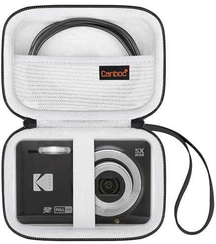Canboc Hard Case for Kodak PIXPRO Friendly Zoom FZ55 / FZ45 / FZ53 16MP Digital Camera, Mesh Pocket fits SD Card, USB Charging Adapter, USB Cable, Black