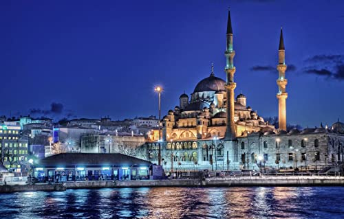 LHJOYSP 3D Puzzle Leuchtend 1000 Teile City Sea Istanbul Türkei Minarett Moschee 75x50cm